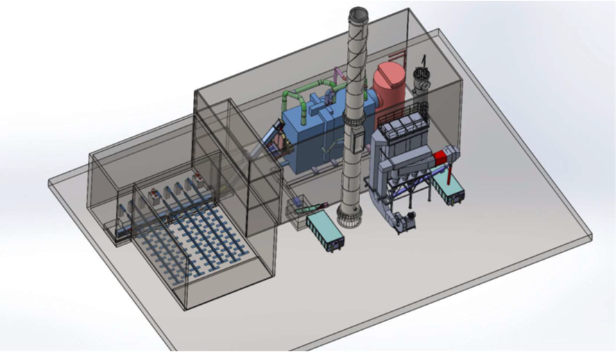 Aranżacja instalacji kotła biomasowego o mocy 10MW.